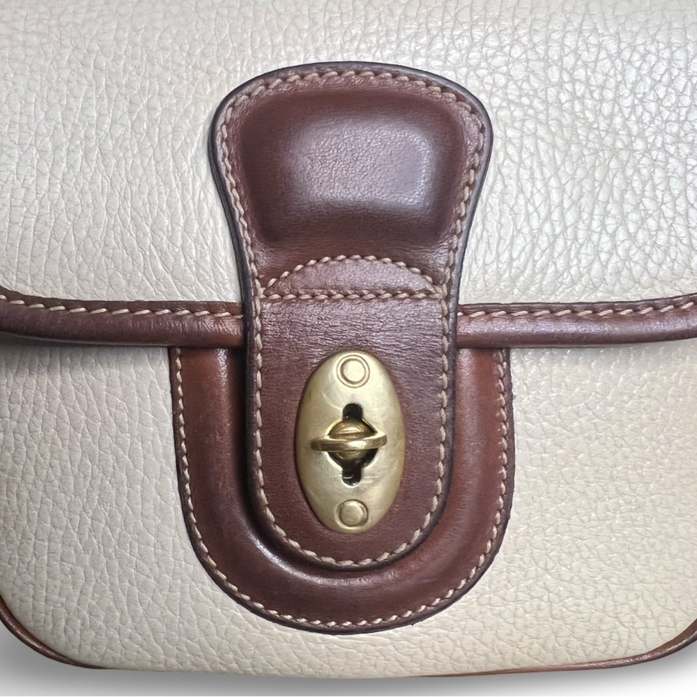 90s Vintage COACH Durham Mini Bag in Bone with Tan Trim - Picture 13 of 16